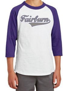 Youth Vintage Baseball Tee - Purple/White with Purple/Silver logo