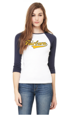 Women's Vintage Baseball Tee - Navy/White with Navy/Gold logo